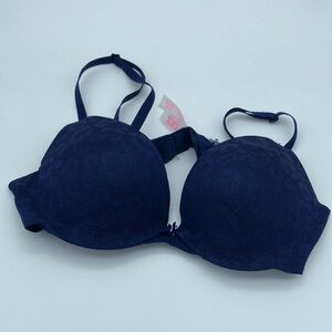 PINK VICTORIA SECRET BLUE LACE PUSH UP BRA 34B